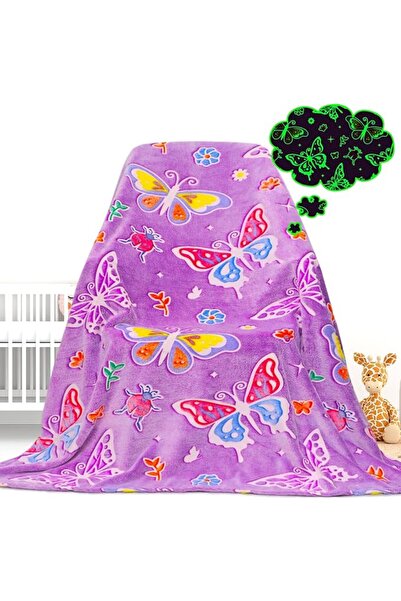 TERRIFI Glow in The Dark Butterfly Blanket for Girls and Women, Soft Cozy Thr...
