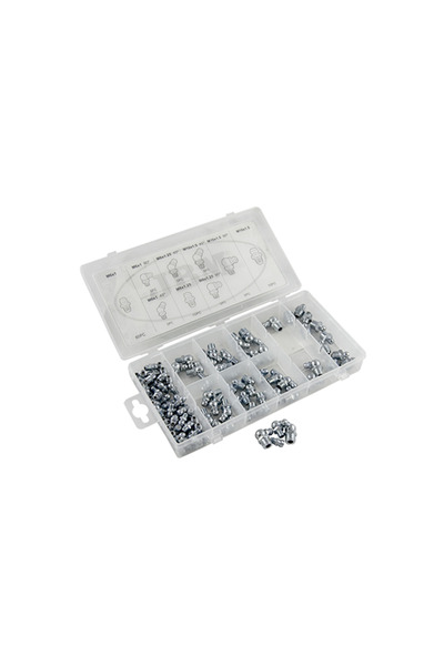 JBM Set 110 piese nipluri pentru gresare 53359, cutie organizator plastic
