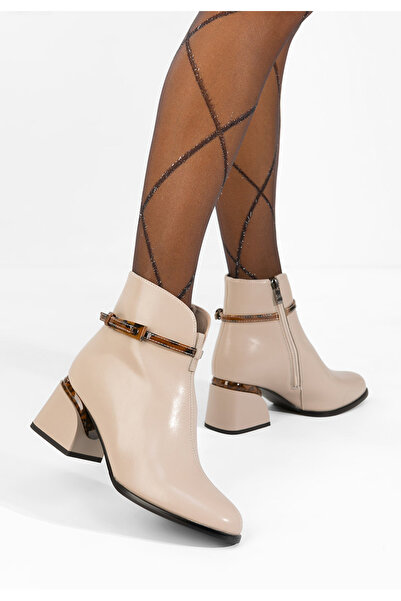 B T Shoes Botine dama piele Kalarisa bej
