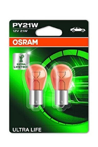 Osram Set 2 becuri semnalizare 12 V, PY21W Ultra Life, blister, 7507ULT-2BL