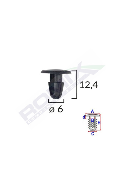 ROMİX Set 10 clipsuri fixare B22146, pentru Toyota/Lexus, 6 x 12.4 mm, negru