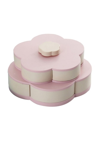 OEM Box for candies, snacks in flower shape, 2 Levels, 10 compartments, Pink-...