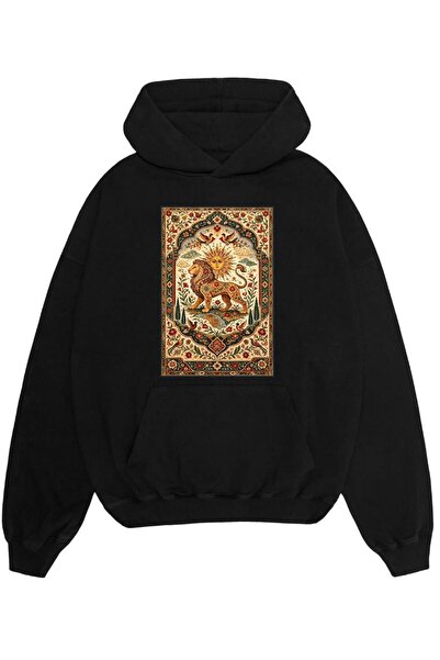 ELFERA Lion Designed Ethnic Printed Oversized Sweatshirt