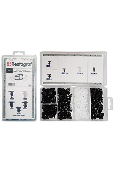 RESTAGRAF Set 380 clipsuri auto A70156, plastic, pentru Citroen, Dacia, Opel,...
