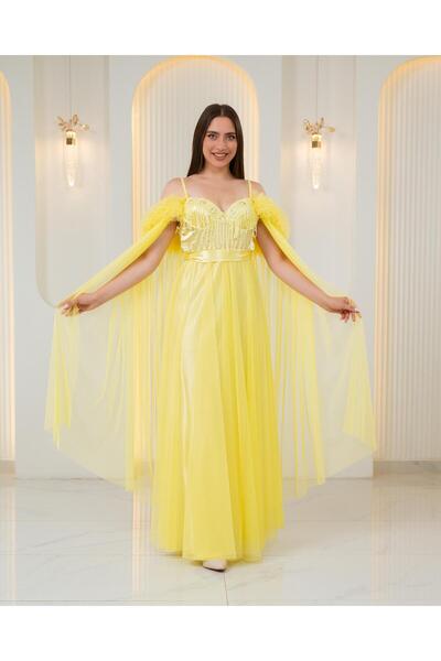 Loviana belle Special Design Diamond Detailed Satin Long Nightgown with Box
