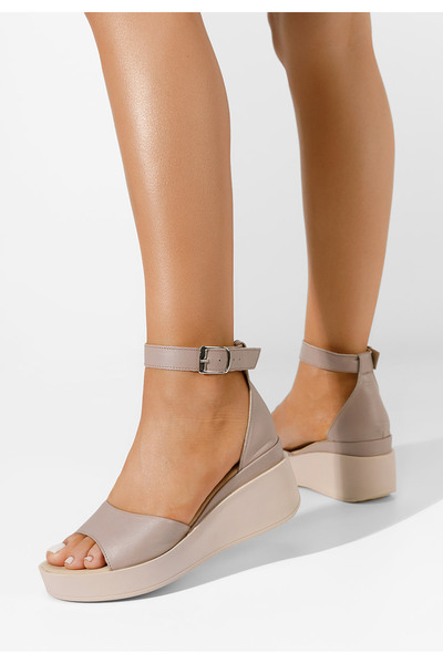 B T Shoes Sandale cu platforma piele Salegia bej