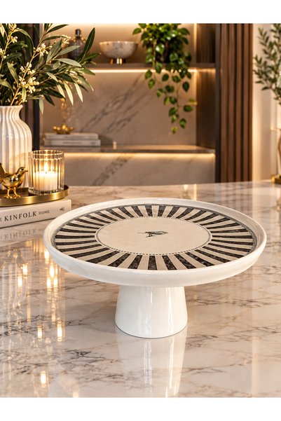 Sillage Home Porselen Ayaklı Sunum Tabağı 26 cm , Kek,Pasta Sunum Standı