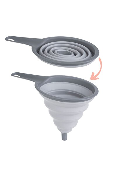 OEM Pâlnie Pliabila din Plastic Gri cu Mâner 26,5cm, Depozitare Ușoară