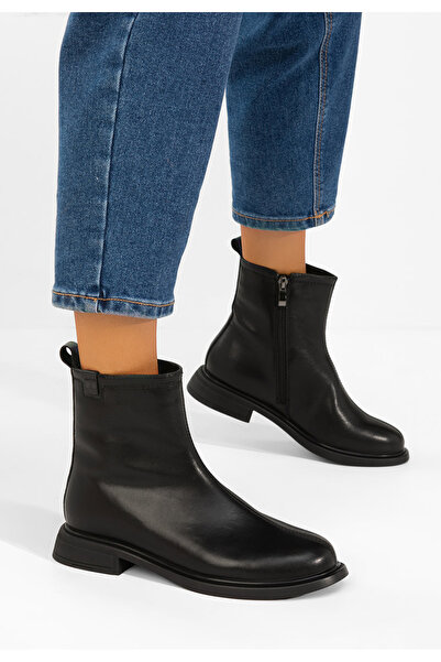 B T Shoes Γυναικείες μαύρες δερμάτινες μπότες Clementia