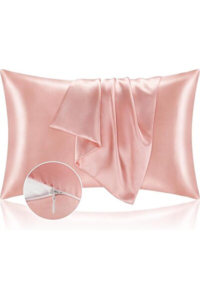 BEDELITE Satin Pillowcase with Zipper 2 Pack, White Pillow Cases Standard Siz...