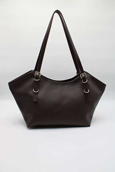 LASSO Women's Brown Large Internal Volume Belt Strap Detailed Zipper Closure ...