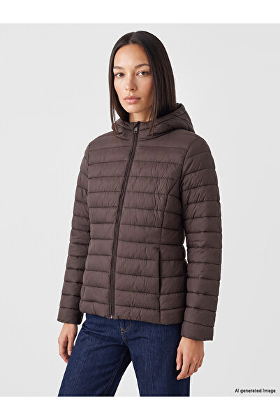 LC Waikiki Alita City Farkıyla Lcw Everyday Brown Hooded Women's Puffer Coat