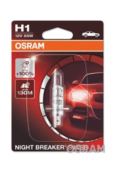 Osram Bec far faza lungă 12 V, H1 55 W Night Breaker Silver +100, blister, 1 ...