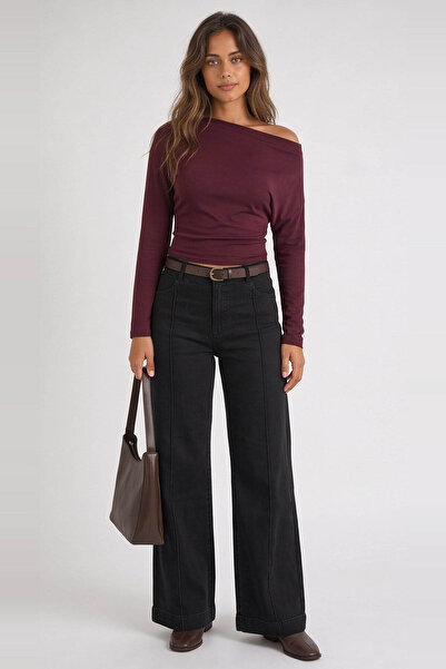 Fashion Friends بنطلون جينز نسائي أسود عالي الخصر 26K0340K1