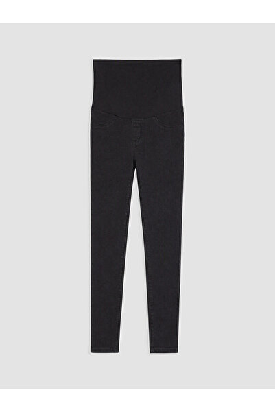 Siyah Karın Panelli Süper Skinny Hamile Jean