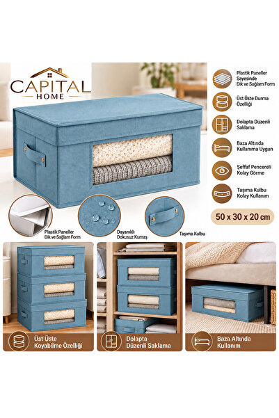 Capital Home ÇOK AMAÇLI DÜZENLEYİCİ HURÇ + SAKLAMA KUTUSU ŞEFAF PENCERELİ+KAP...