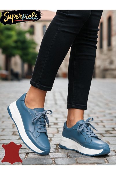 virboti Women's Sneakers Made of Genuine Leather with Lace-Up Closure T-2820