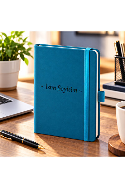 Kişiye Özel İsimli Defter 9x14 cm – İsim Soyisim Baskılı Çizgili Cep Defteri, Lastikli Ajanda, Hediyelik Not Defteri