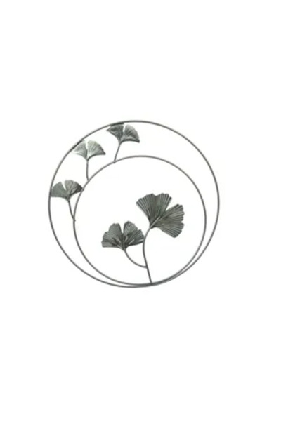 Generic Brand Decorațiune de Perete Rotundă din Metal cu Două Cercuri și Frun...