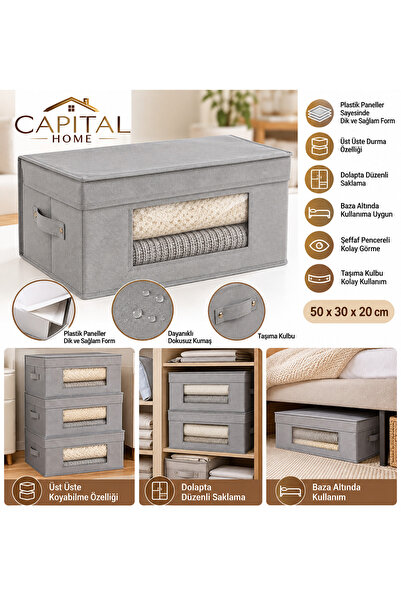 Capital Home ÇOK AMAÇLI DÜZENLEYİCİ HURÇ + SAKLAMA KUTUSU ŞEFAF PENCERELİ+KAP...