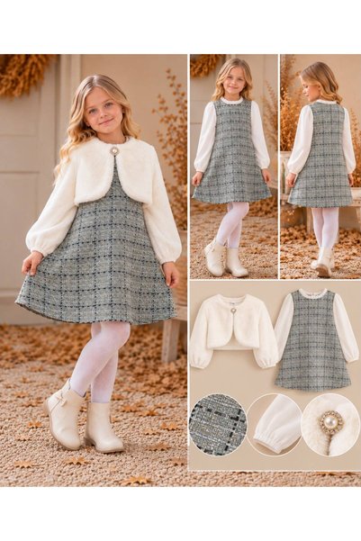 Wizzy Plaid Bolero and Dress 2-Piece Girls' Dress 2-9 Years