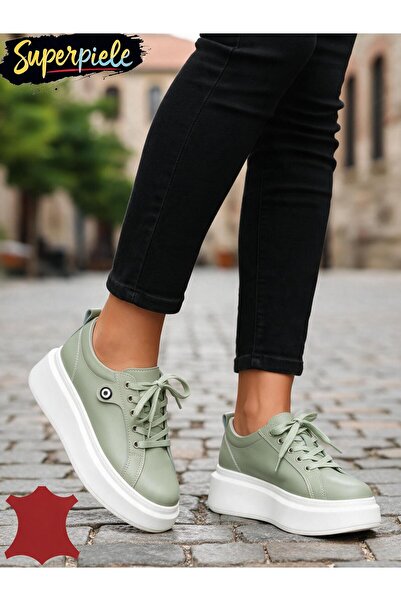 virboti Sneakers Damă din Piele Naturală cu Accesoriu Lateral T-5807
