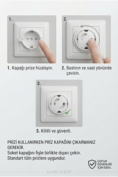 MAİN SHOP Sigurnosni poklopac za utičnicu sa zaštitom od dece, kompatibilan s...