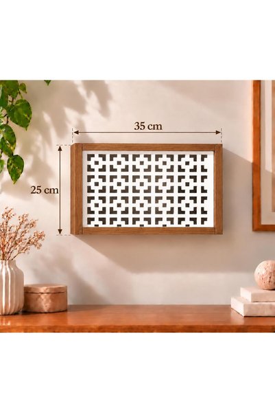 SILAYN Wall Mountable Decorative Modem-Wifi and Insurance Storage Box 25X35 cm Depth 11 cm