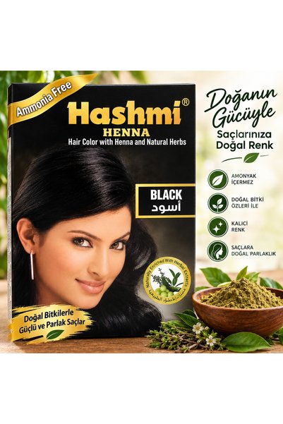 LİSYANTUS HOME 🖤 Hashmi Henna Black 6’lı – Siyah Saç Rengi/Saç Boyası/Kına