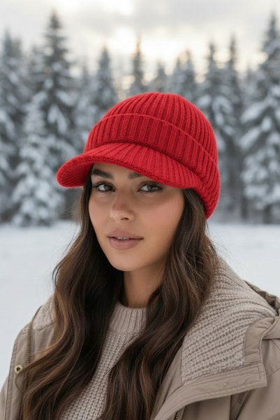 GİYU SHOP Căciulă de iarnă pentru femei, tricotată cu șnur materiat cu striații
