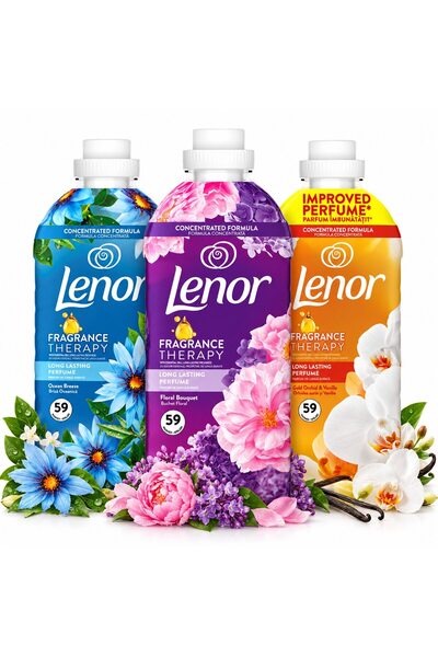 lenor Set de 3 balsamuri concentrate pentru rufe Fragrance Therapy, Ocean Bre...