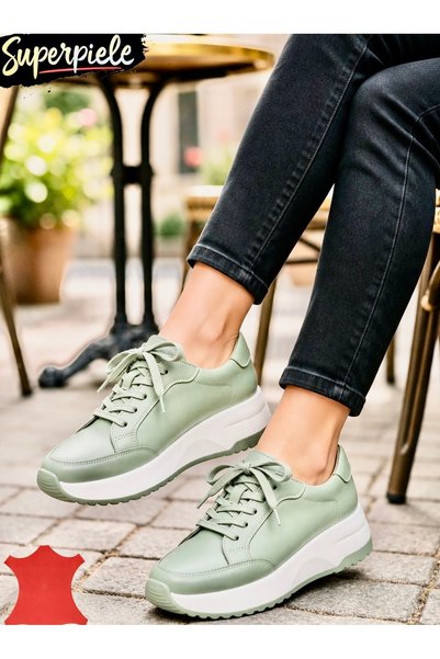 virboti Sneakers Damă din Piele Naturală cu Închidere cu Șireturi T-2820