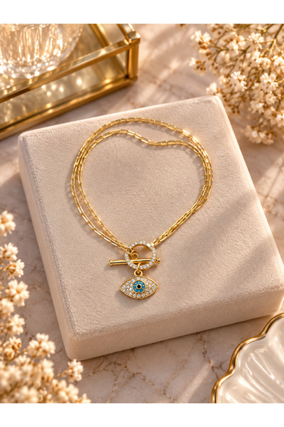 Lilith Takı Evil Eye Beaded Double Chain Bracelet – Stylish Bracelet with Sto...