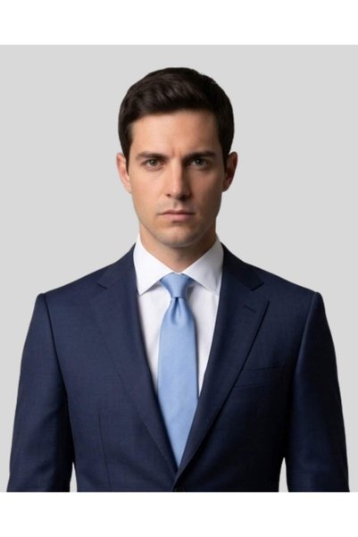 KUMOVO Blue Patterned Slim Men's Tie - 7 cm Wide