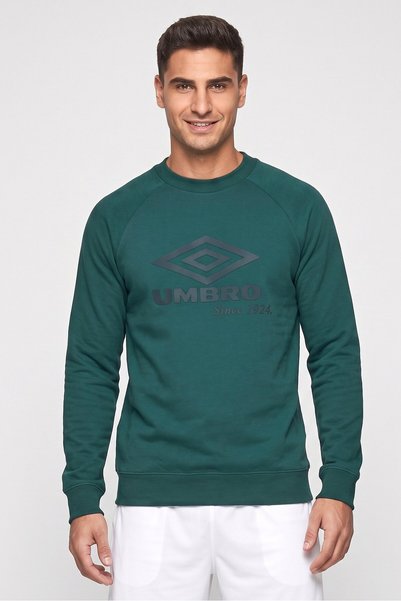 UMBRO Men Sportswear Fit Brand Logo Outdoor Sweatshirt, Dark Green