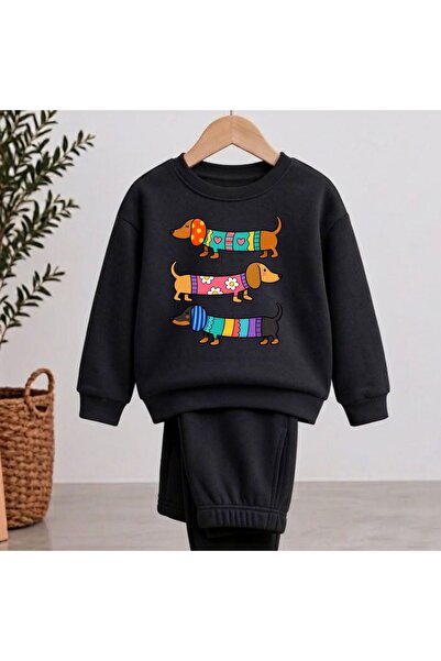 playwear Team Sweatshirt Dog Triple Printed Girls Boys Crew Neck Sweatshirt