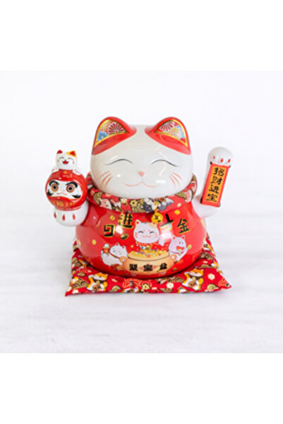 Generic Brand Figurină decorativă Lucky Cat cu iluminare, cablu inclus și sup...