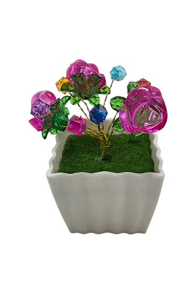 Generic Brand Декоративна саксия с изкуствени цветя, 11 x 5.5 x 5 см, Интерио...