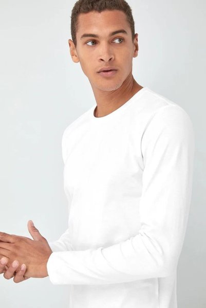 THE ONE Men's Crew Neck Long Sleeve Plain Basic T-Shirt