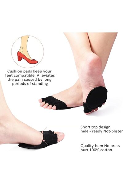 JOYZZZ Socks Five Finger Half Socks, 8 Pairs 2 Designs Non-slip Invisible Toe Separated, Short Liner