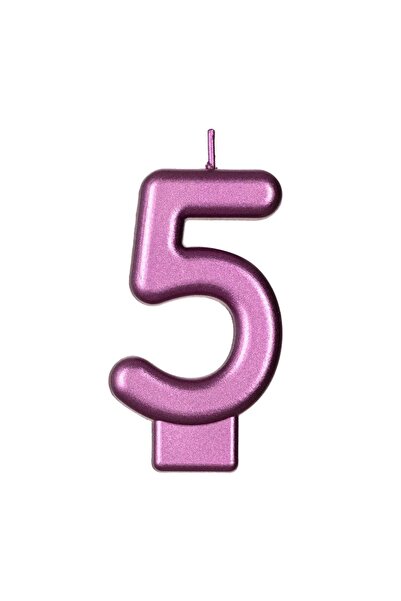 OEM Lumânare Zi de Naștere Fucsia Metalizat Nr.5 – Decor Elegant pentru Tort ...