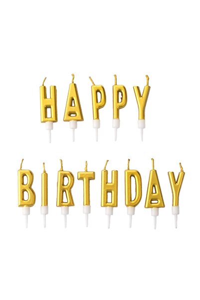 OEM Lumânări Zi de Naștere Aurii Folie Happy Birthday – 13 buc. – Set Festiv ...