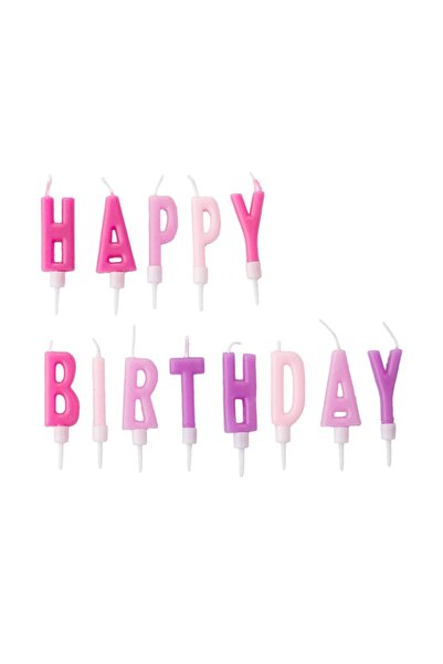 OEM Lumânări Zi de Naștere Roz Lila Fucsia Happy Birthday – 13 buc. – Set Fes...