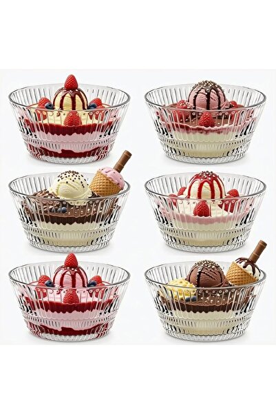 Home Zone 6 Piece Ribbed Serving Bowl Set, Small Bowls for Salads and Dessert...