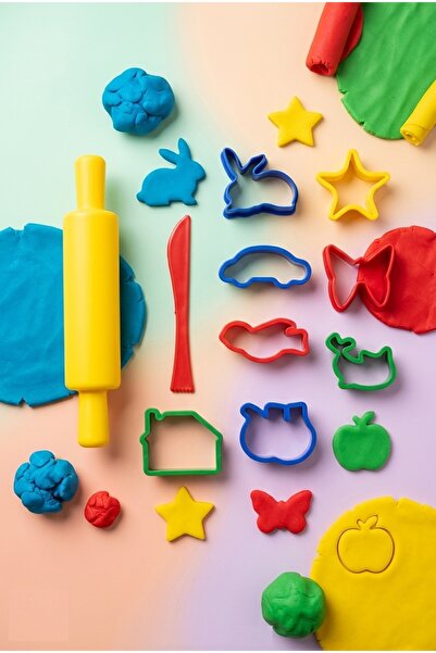 HOBBYRONS Plastik Oyun Hamuru Şekillendirme Seti - 9 Parça, Merdane, Çeşitli ...