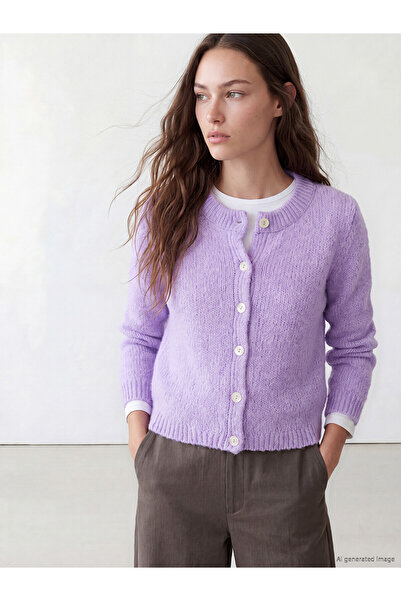 LC Waikiki Alita City Lcw Modest Purple Knitwear Plain Short Women's Cardigan...