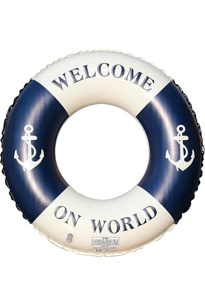 SODANEED Inflatable Swimming Ring, 35" Vintage Stripe Inflatable Tube Pool Fl...