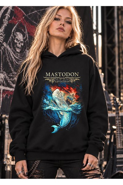 BUTSHIRT 'Mastadon - Leviathan' Printed Unisex Hooded Slim Fit Sweatshirt