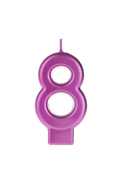 OEM Lumânare Zi de Naștere Fucsia Metalizat Nr.8 – Decor Elegant pentru Tort ...