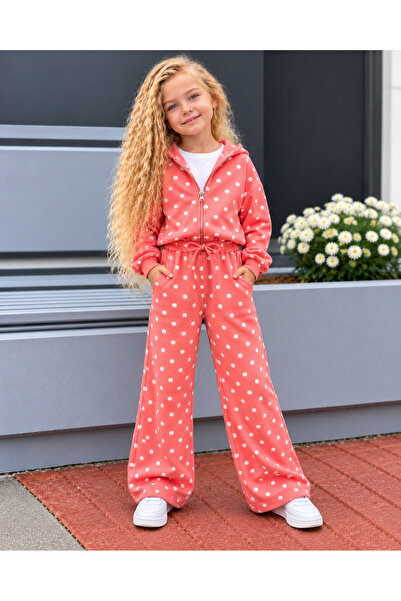 KOKOŞ BEBEK Girl's Polka Dot Hooded 2-Piece Set - Age 3/10 - 31951